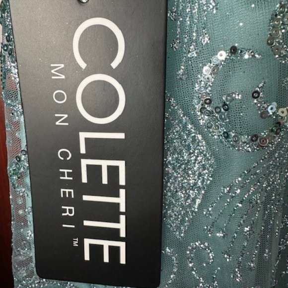 BRAND NEW DUSTY GREEN PROM DRESS MON CHERI - Picture 5 of 5